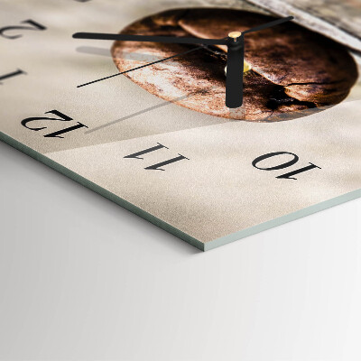 Glass clock square Coffee bean