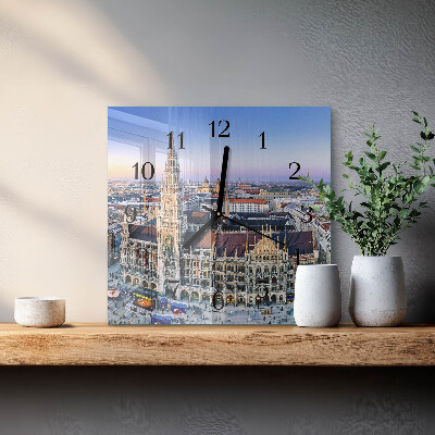 Glass wall clock square Horizon