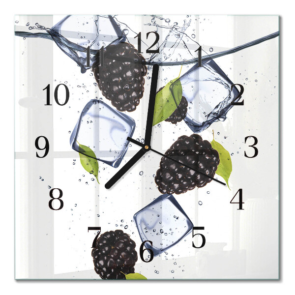 Glass clock square Blackberries