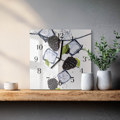 Glass clock square Blackberries
