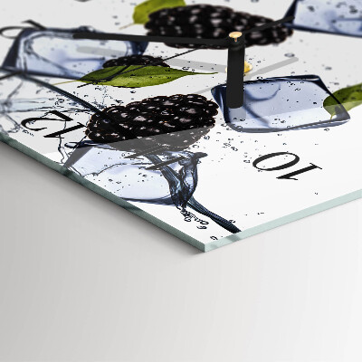 Glass clock square Blackberries