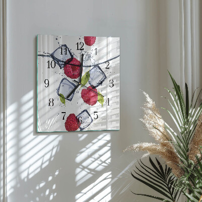 Square wall clock Raspberries