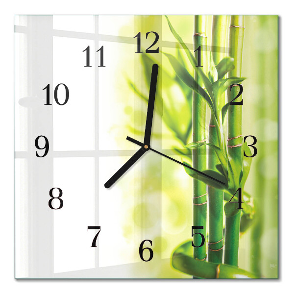 Glass wall clock square Bamboo