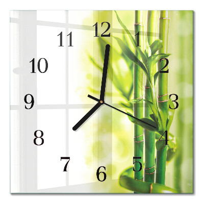 Glass wall clock square Bamboo