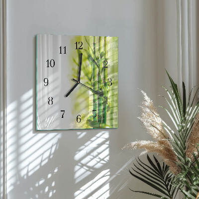 Glass wall clock square Bamboo