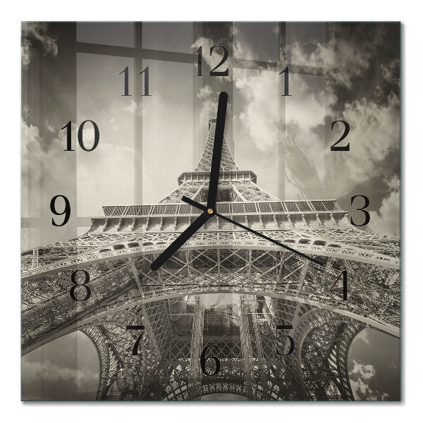 Glass clock square Eiffel Tower