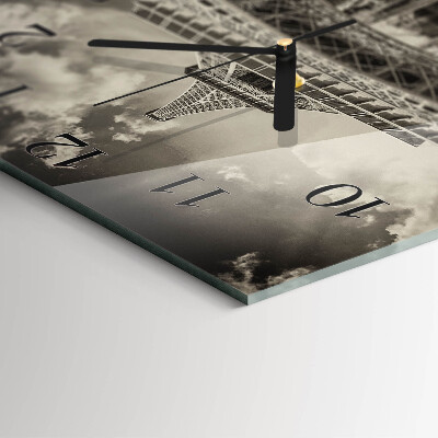 Glass clock square Eiffel Tower