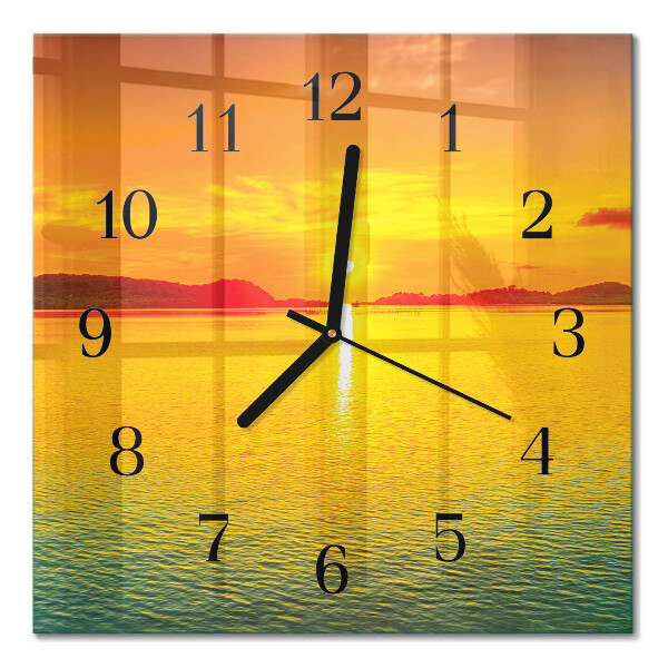 Square wall clock Sunset
