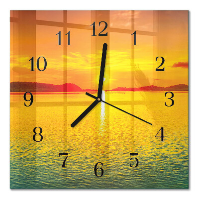 Square wall clock Sunset
