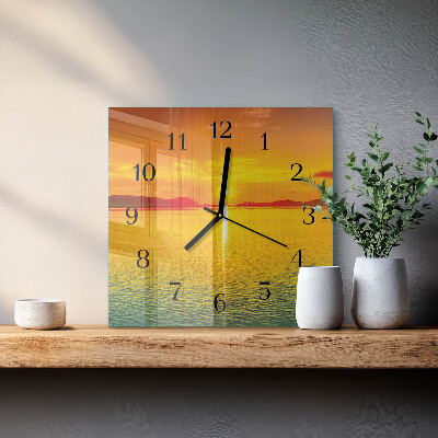 Square wall clock Sunset