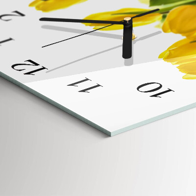 Glass clock square Tulips