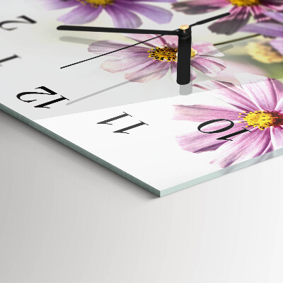 Glass wall clock square Flowers