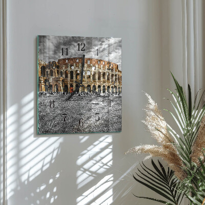 Glass wall clock square Colosseum