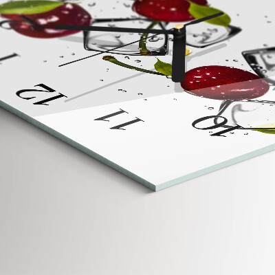 Glass wall clock square Cherry ice cream