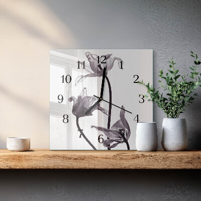 Square kitchen clock Flowers