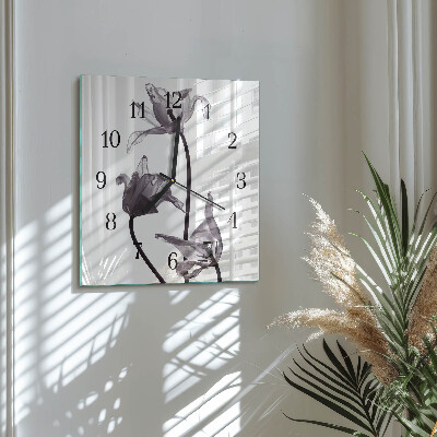 Square kitchen clock Flowers