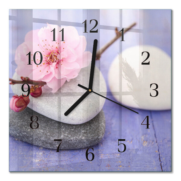 Glass clock square Stones