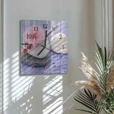 Glass clock square Stones