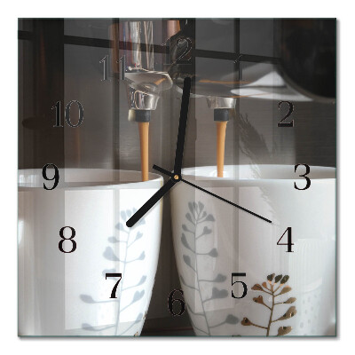 Square kitchen clock Coffee machine