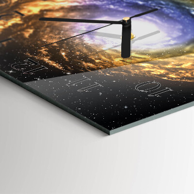 Glass wall clock square Cosmos