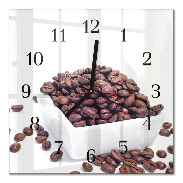 Glass clock square Coffee beans