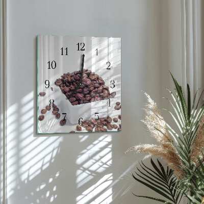 Glass clock square Coffee beans