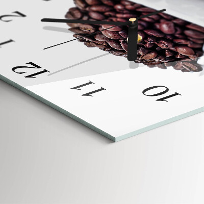 Glass clock square Coffee beans