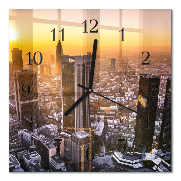 Glass wall clock square Sunset