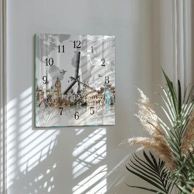 Glass wall clock square World