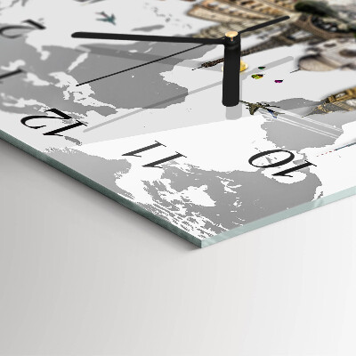 Glass wall clock square World