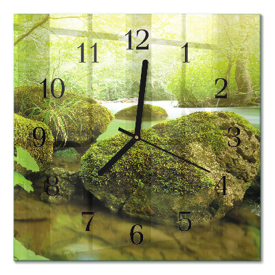 Glass wall clock square Nature