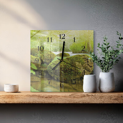 Glass wall clock square Nature