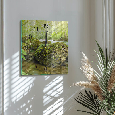 Glass wall clock square Nature