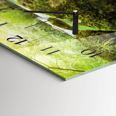 Glass wall clock square Nature