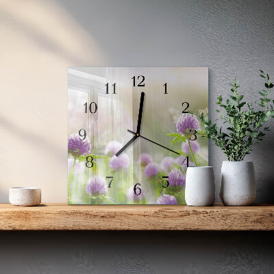 Square kitchen clock Flowers