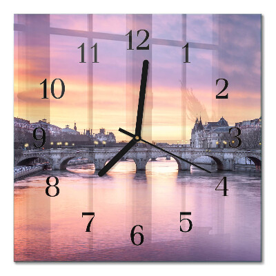 Square wall clock A city on the river