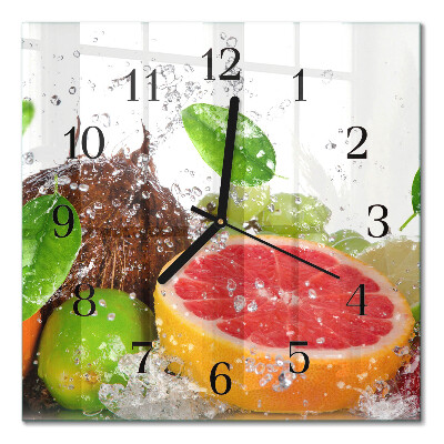 Glass wall clock square Fruit