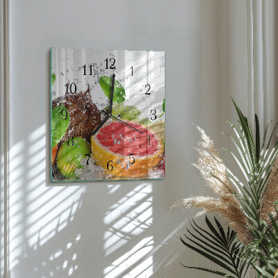 Glass wall clock square Fruit