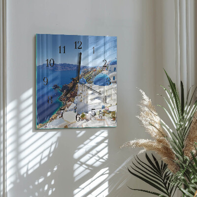 Glass wall clock square Santorini