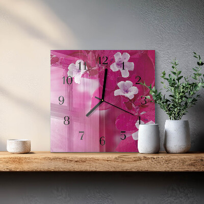 Square kitchen clock Flowers