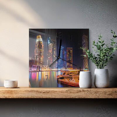 Glass wall clock square Horizon