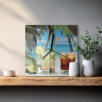 Glass wall clock square Cocktail