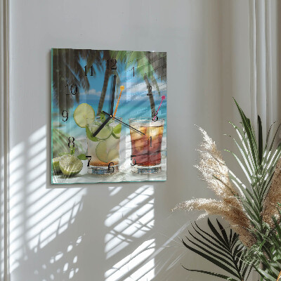 Glass wall clock square Cocktail