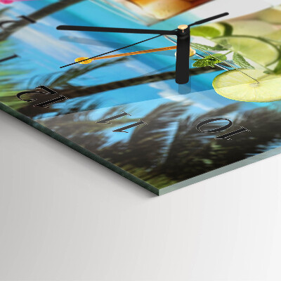 Glass wall clock square Cocktail