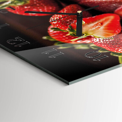Glass wall clock square Strawberries