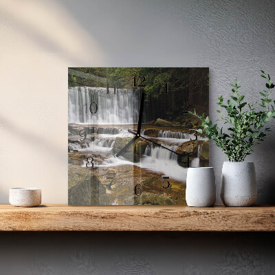 Glass clock square Waterfalls