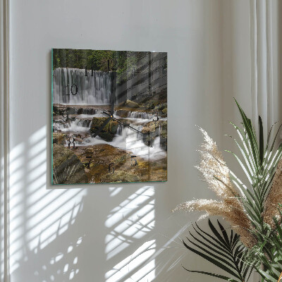 Glass clock square Waterfalls