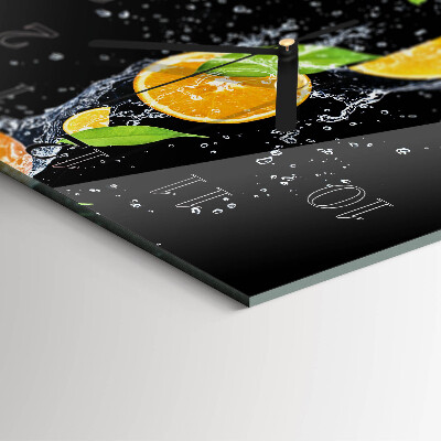 Glass wall clock square Oranges