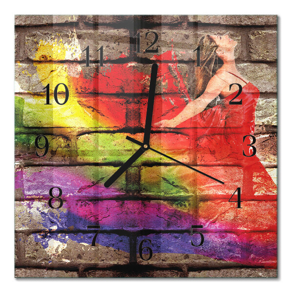 Square kitchen clock Brick