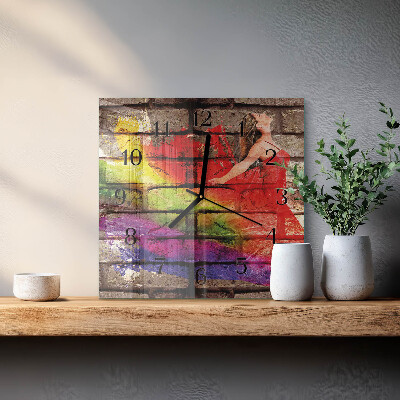 Square kitchen clock Brick